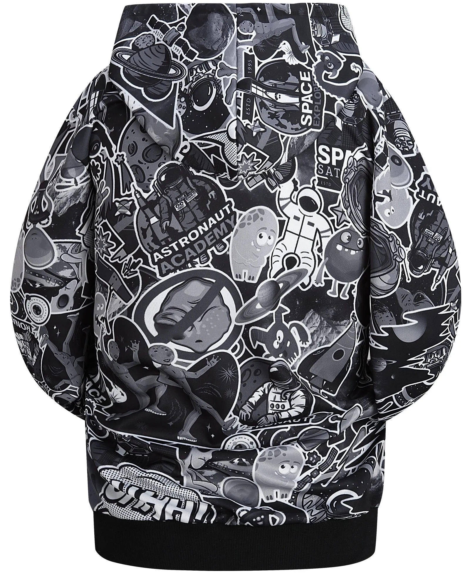 Men's Graffiti Print Zip Up Long sleeve Hoodie-ZPK006184