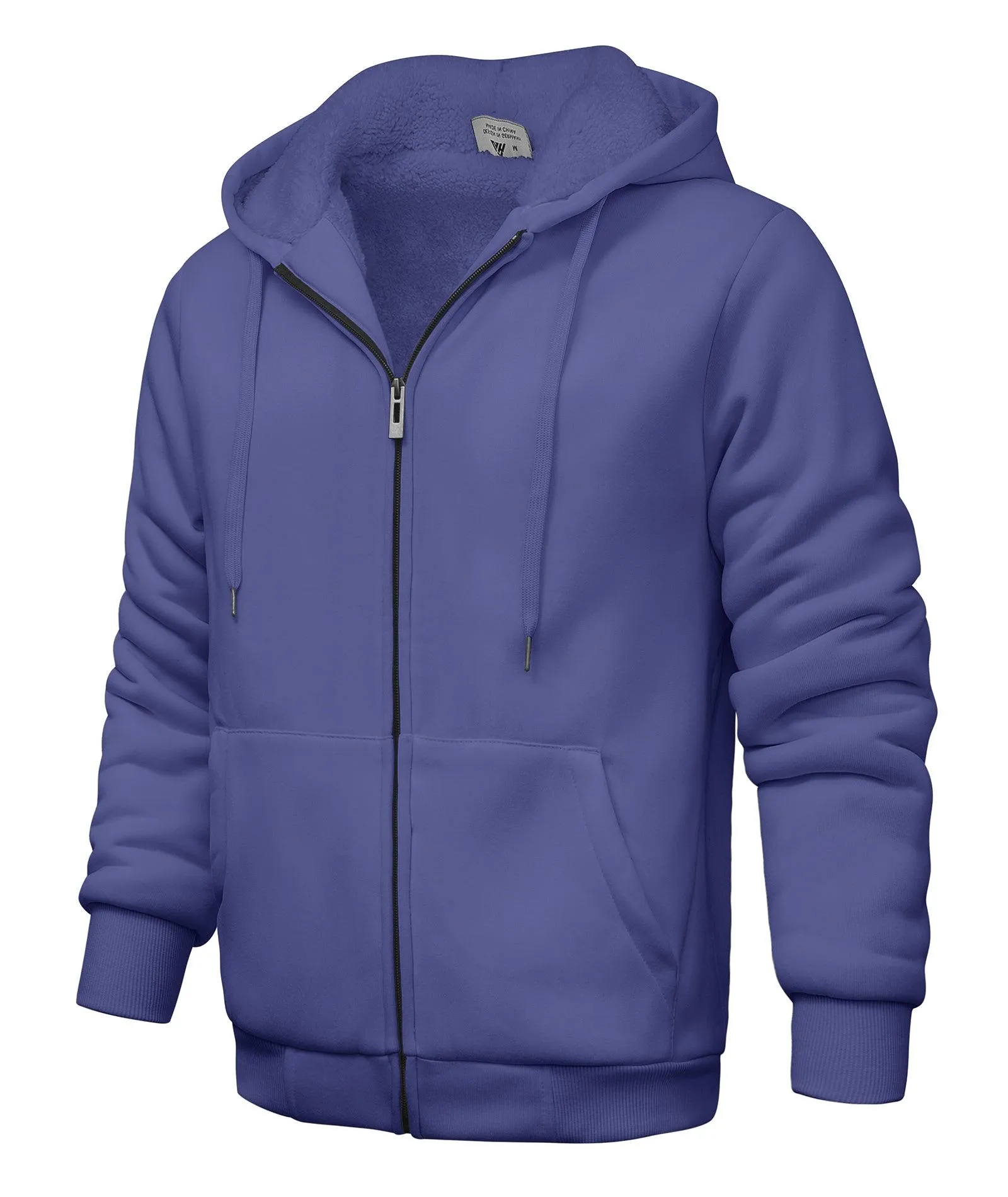 Men's Solid Color Full Zip Hoodie-ZPK006403