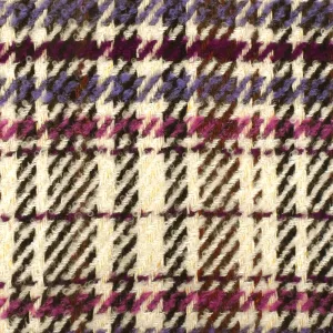 Moon Purple-Pink-Multi Famous Designer Plaid Wool Blend Twill Woven Fabric