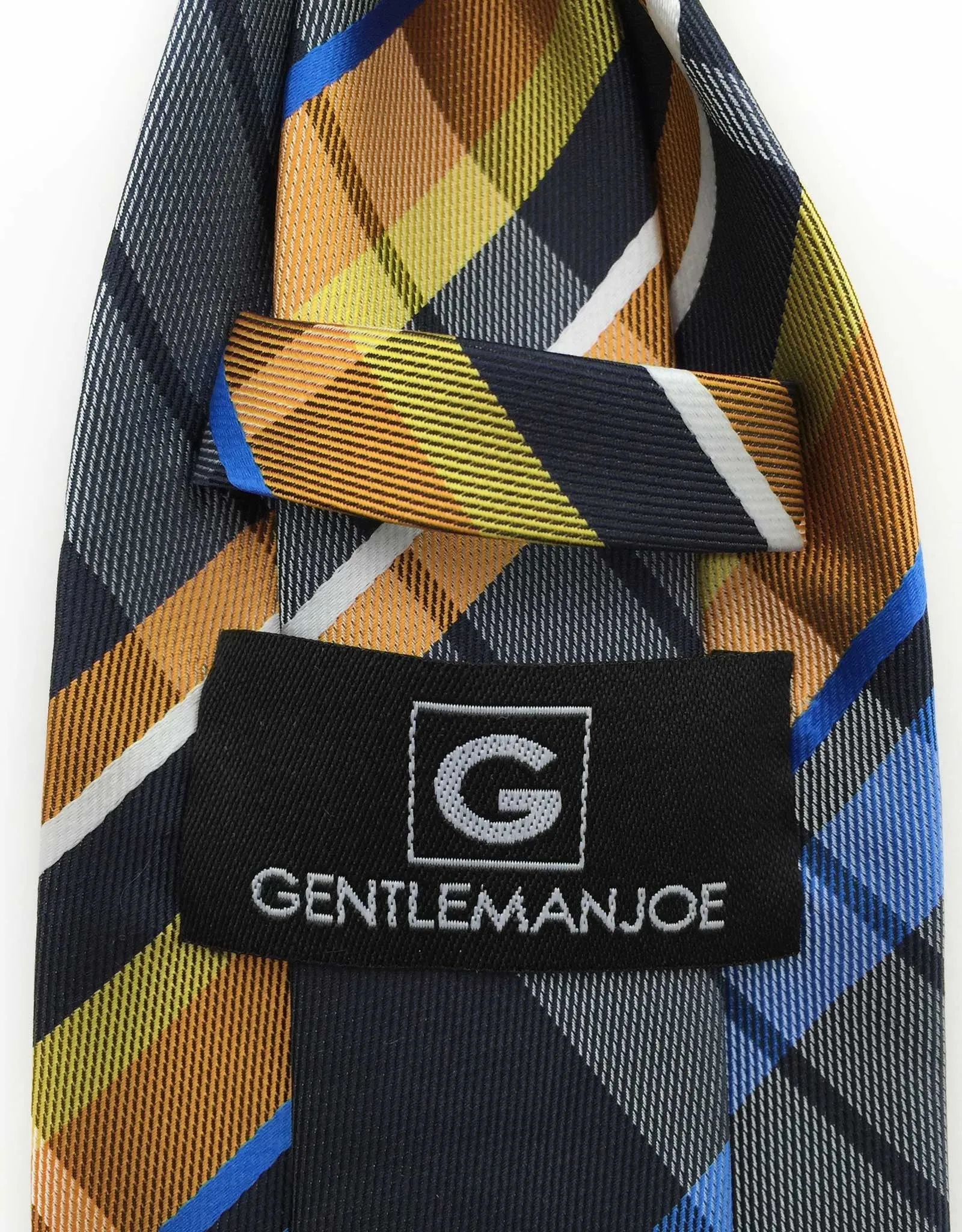 Navy, Mustard, Blue & Orange Plaid Tie