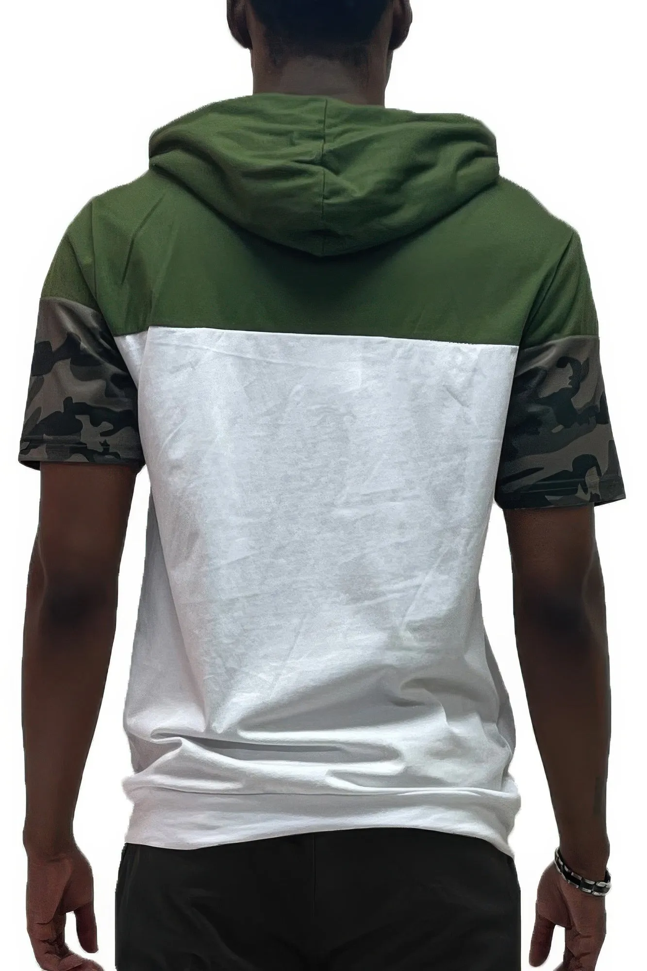 NicholesGifts Men Camouflage And Solid Design Block Hooded Shirt