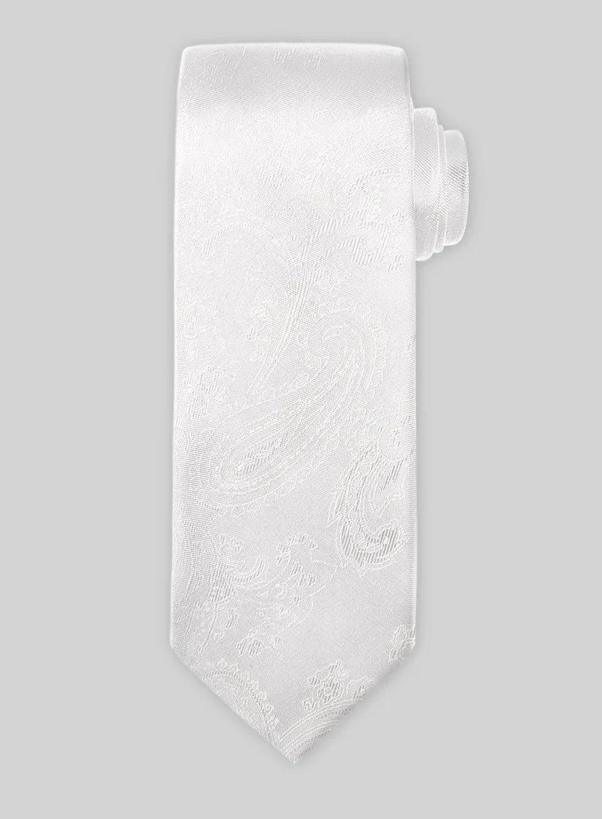 Paisley White Satin Tie