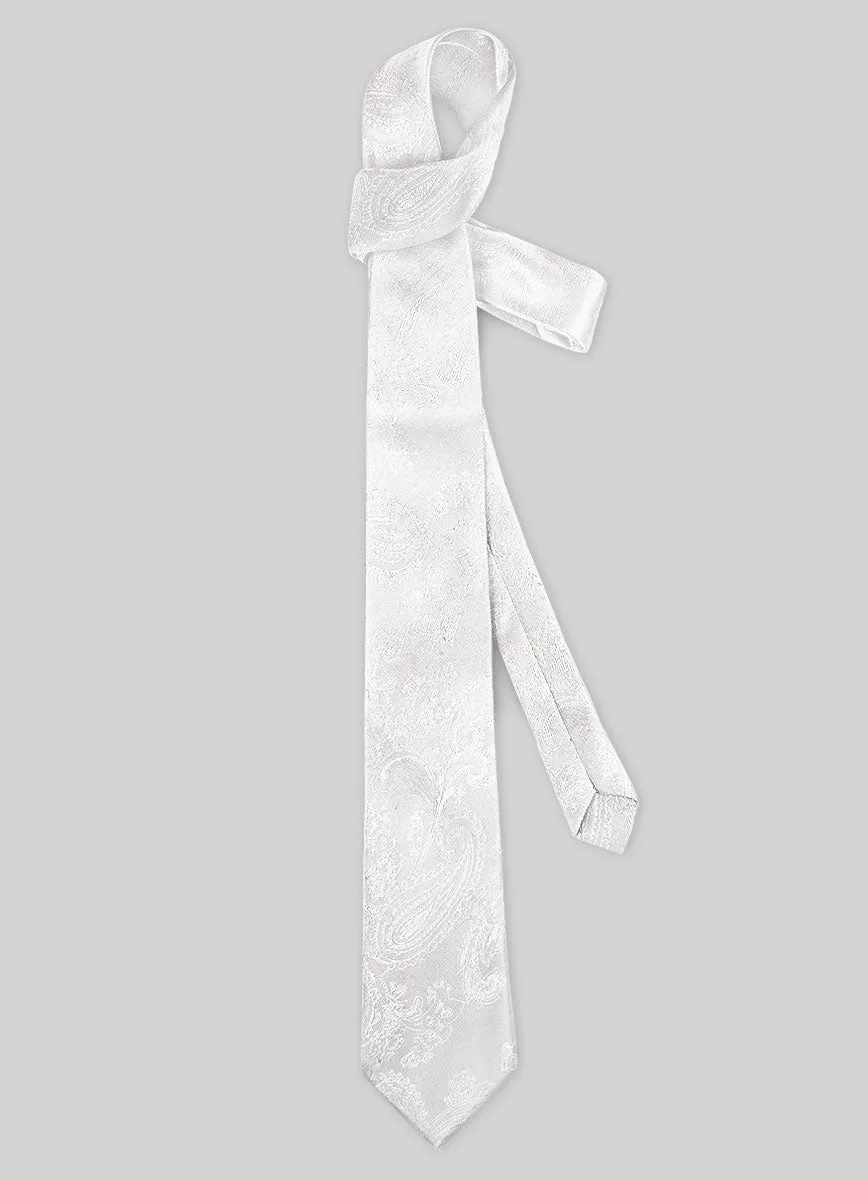 Paisley White Satin Tie