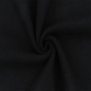 Panther Black Solid Wool-Cotton Twill Woven Coating Fabric