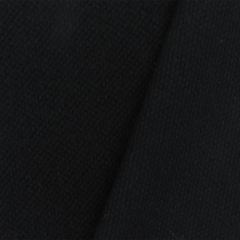 Panther Black Solid Wool-Cotton Twill Woven Coating Fabric