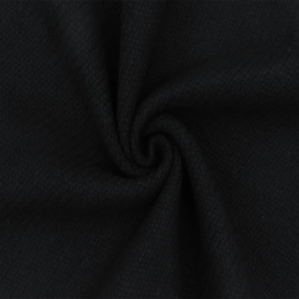 Panther Black Solid Wool-Cotton Twill Woven Coating Fabric