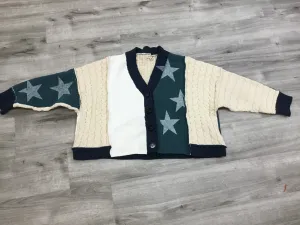 POL Star Color Block Cropped Cardigan