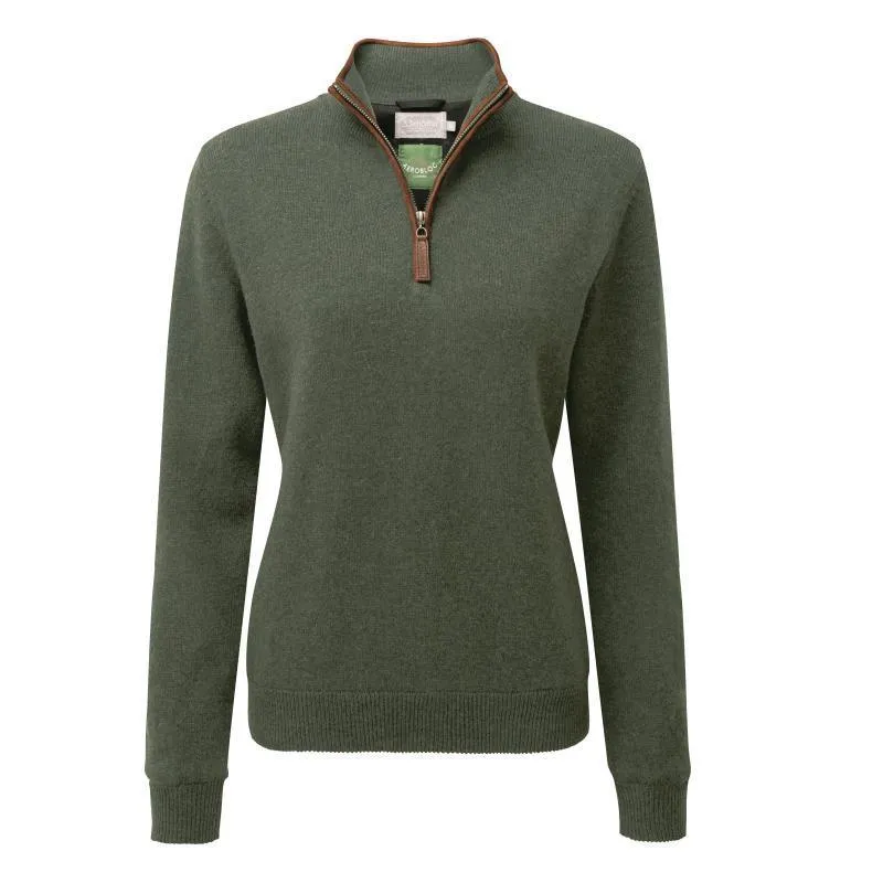 Schoffel Ladies Lambswool Aerobloc 1/4 Zip Neck Jumper - Cedar