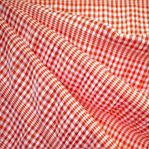 Soft Shirred Gingham Plaid Cotton Lawn Red/White