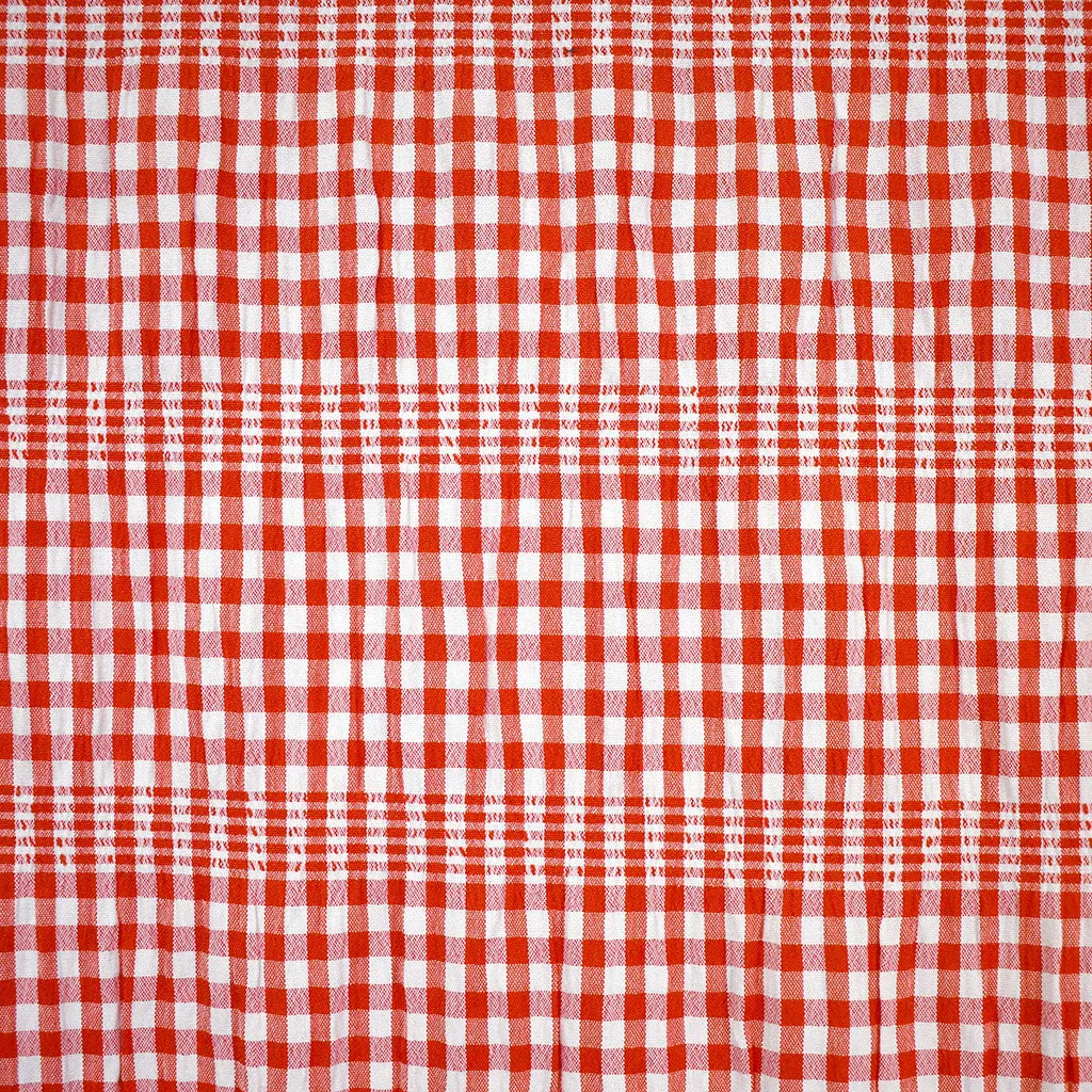 Soft Shirred Gingham Plaid Cotton Lawn Red/White