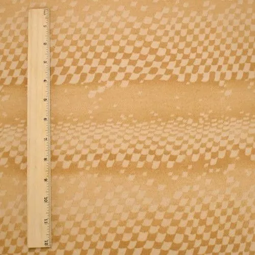 Tan/Beige Wool Blend Abstract Check Printed Double Knit Fabric