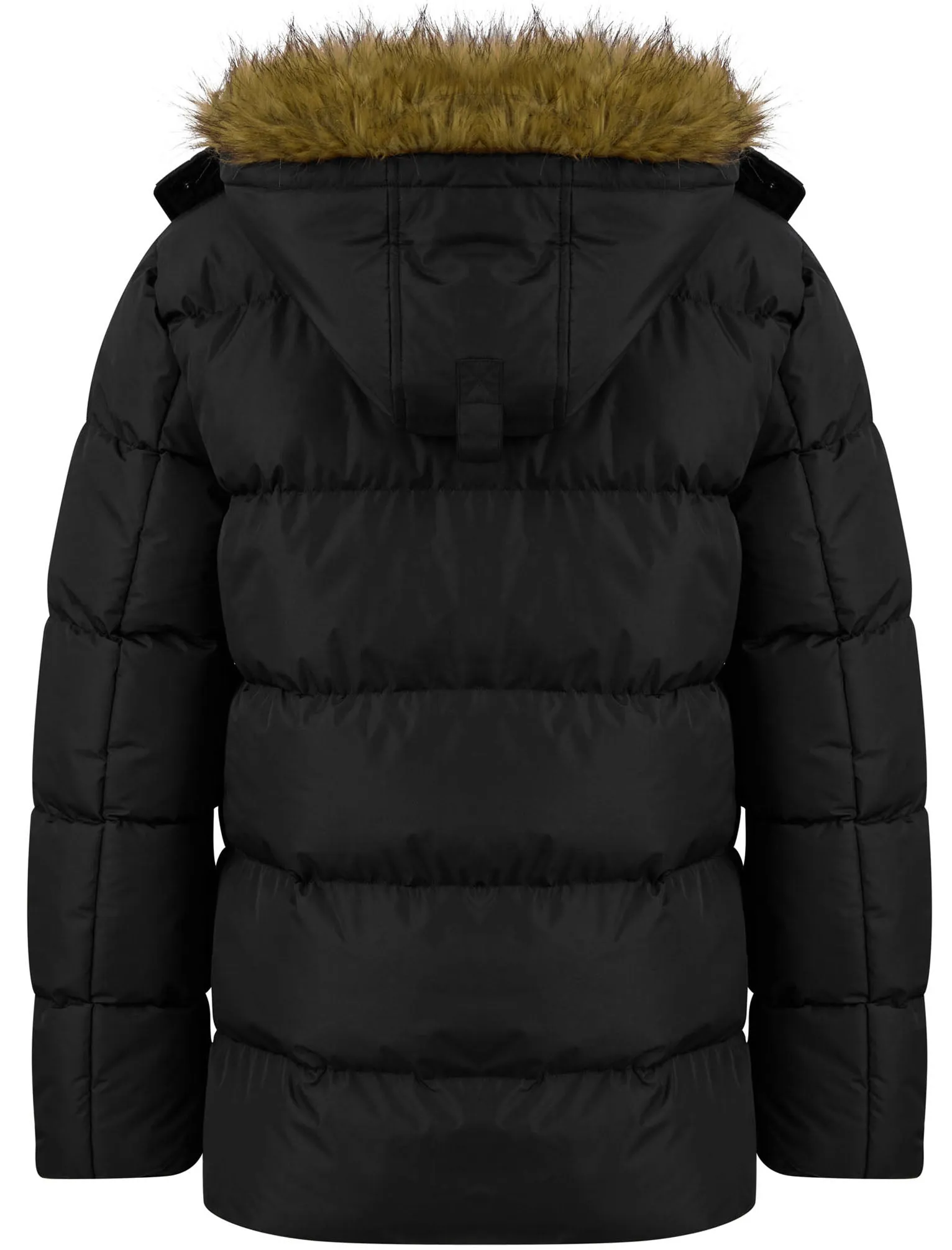 Teslin Quilted Jacket with Borg Lined Detachable Hood in Jet Black - Tokyo Laundry Active Tech