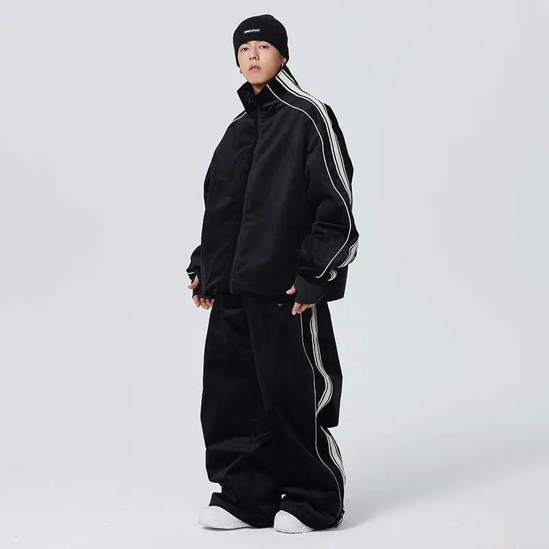 Unisex Oversized Velvet Baggy Snowsuits Insulated Ski Jacket & Pants