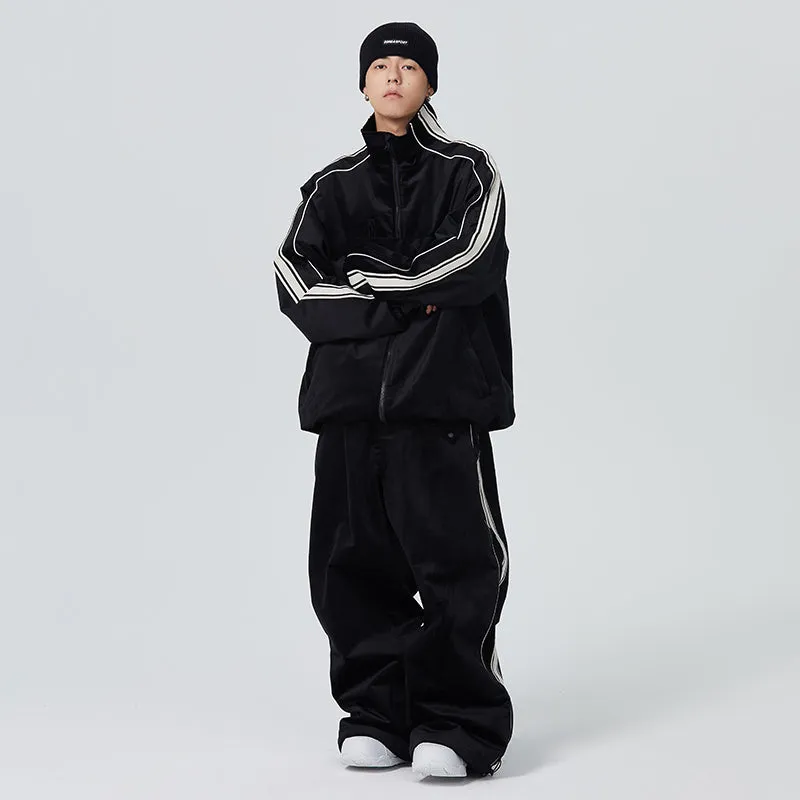 Unisex Oversized Velvet Baggy Snowsuits Insulated Ski Jacket & Pants