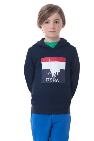 US POLO KIDS FLEECE HOODIE IN NAVY