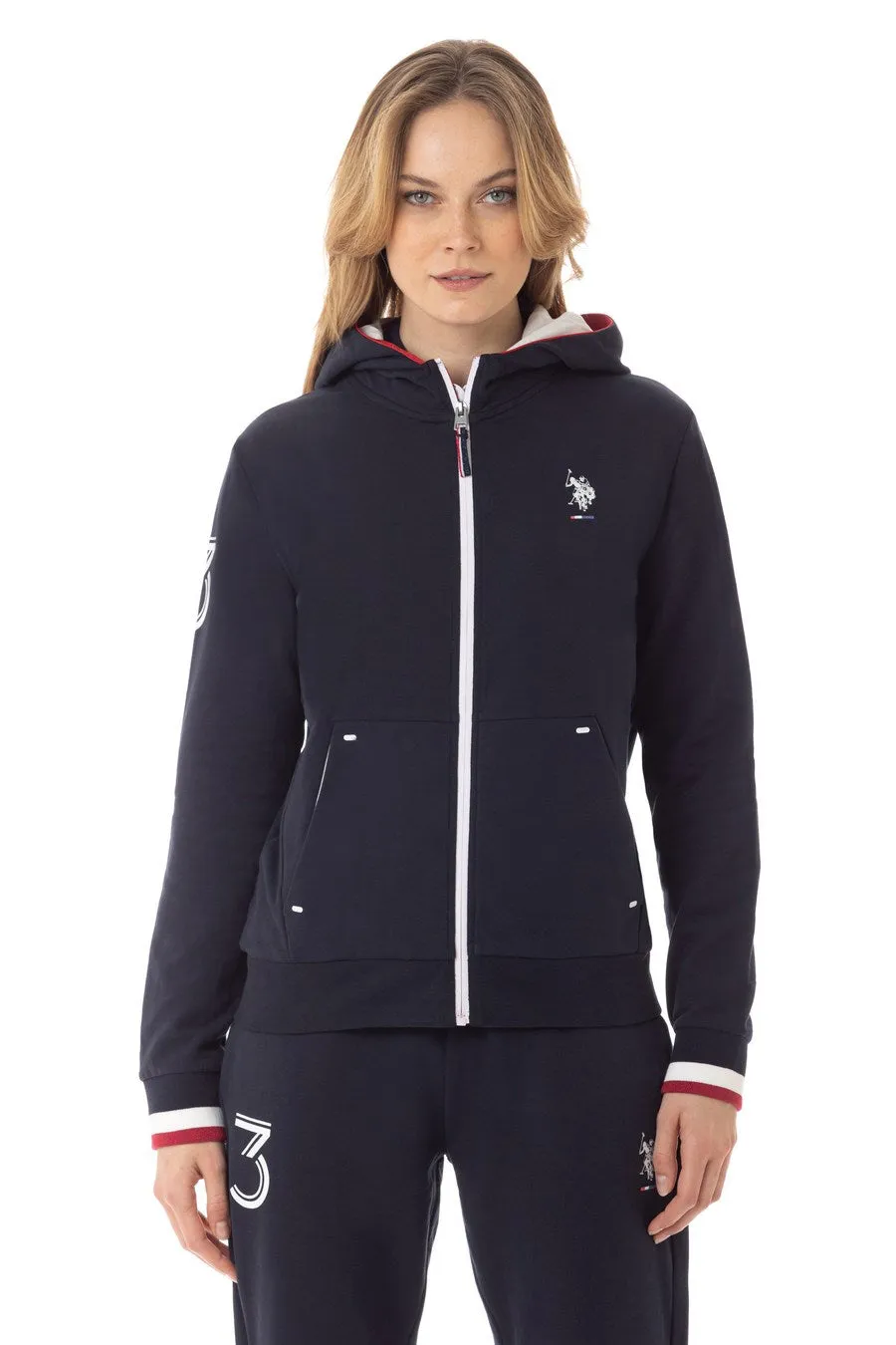 US POLO WOMENS ICON LOGO ZIP-UP HOODIE