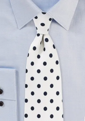 White and Jet Black Polka Dot Necktie