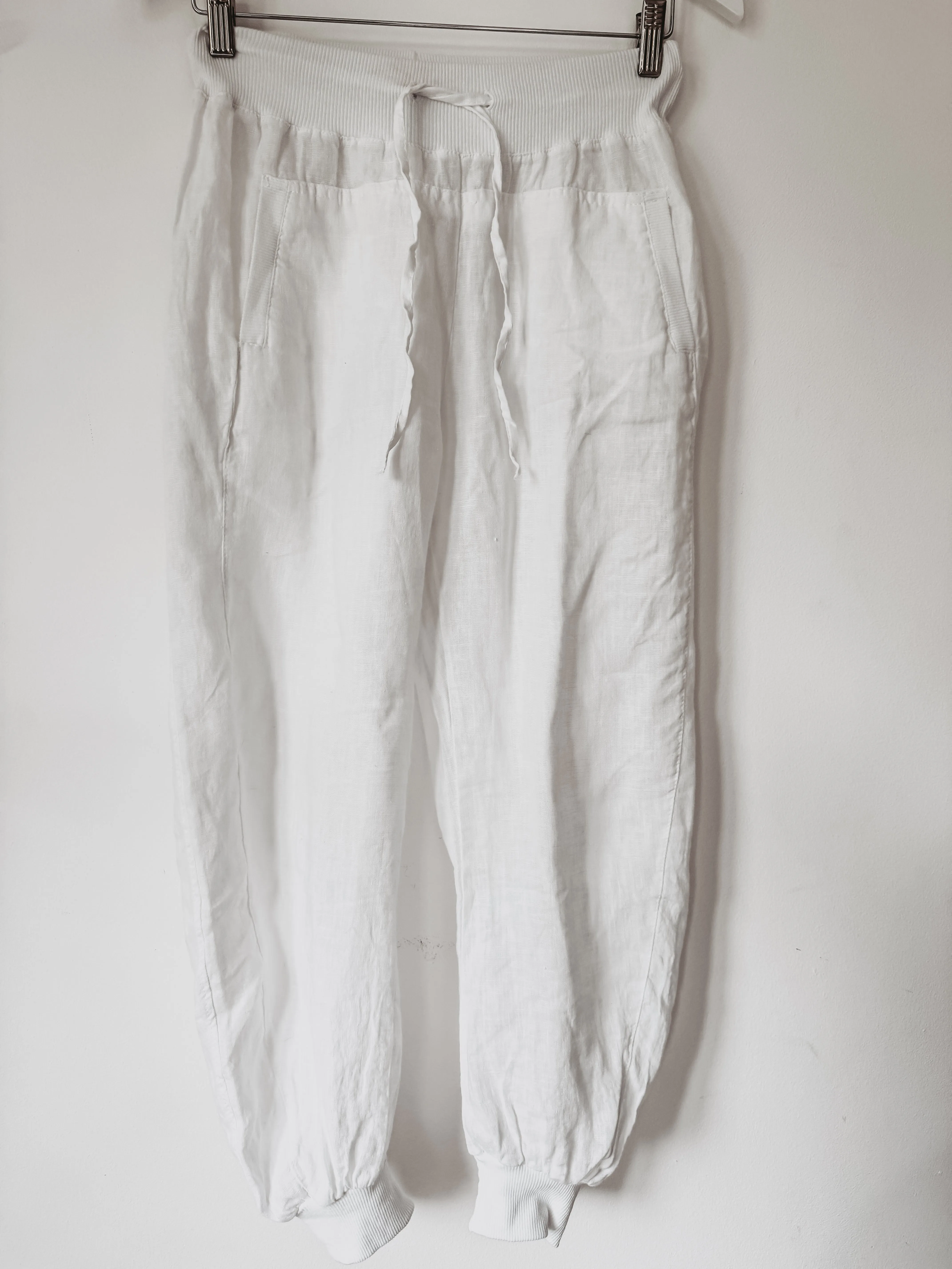 White LINEN ULTIMATE joggers *NEW*