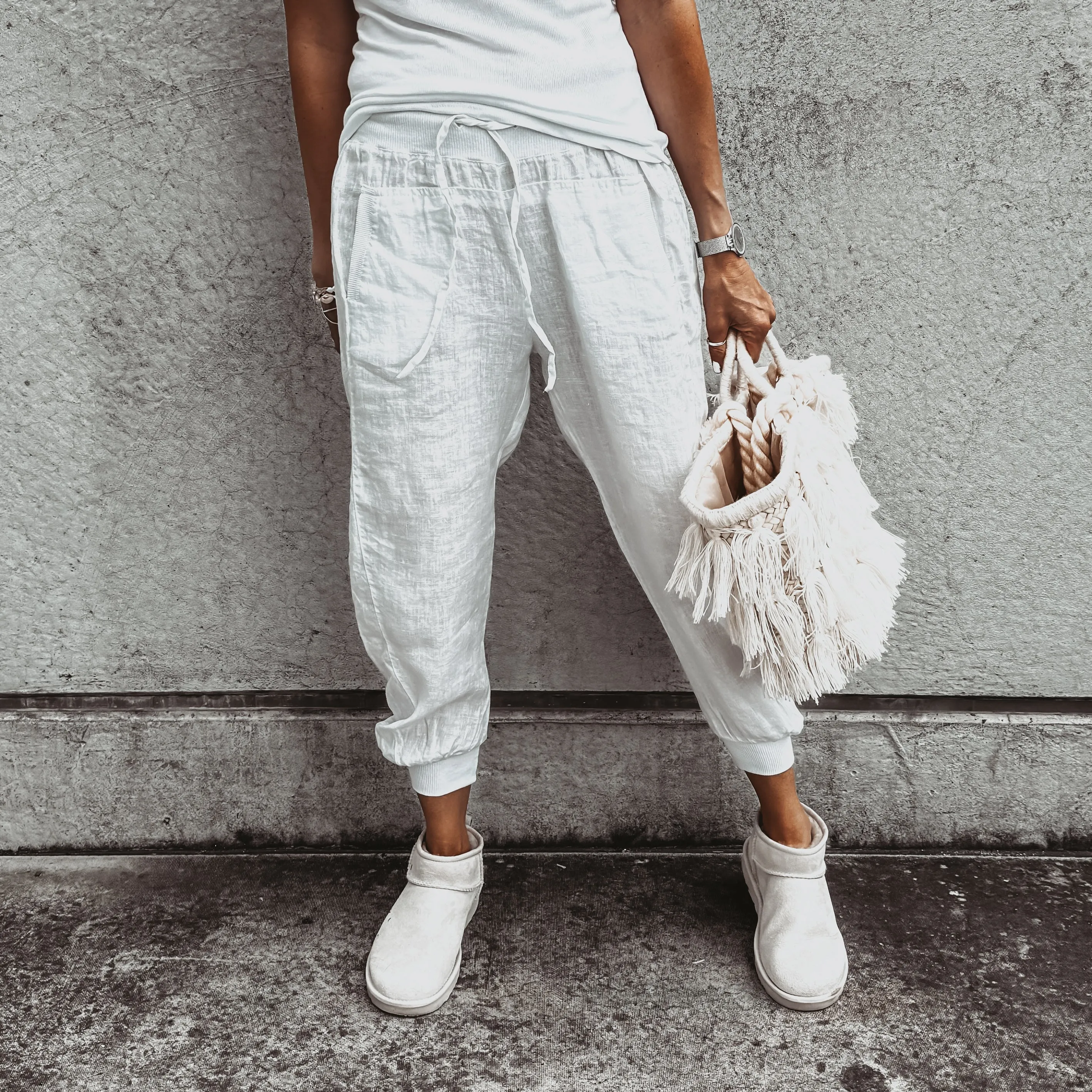 White LINEN ULTIMATE joggers *NEW*