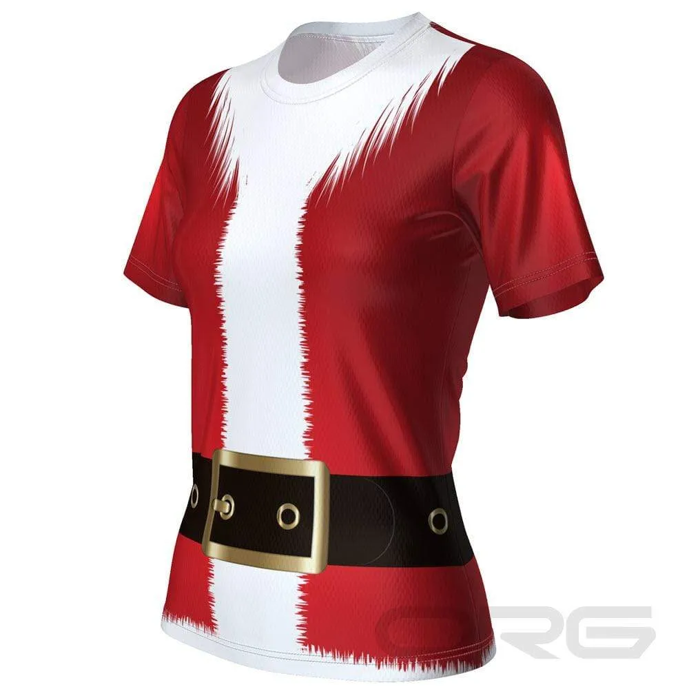 Women's Santa Claus Christmas Suit Short Sleeve Running Shirt