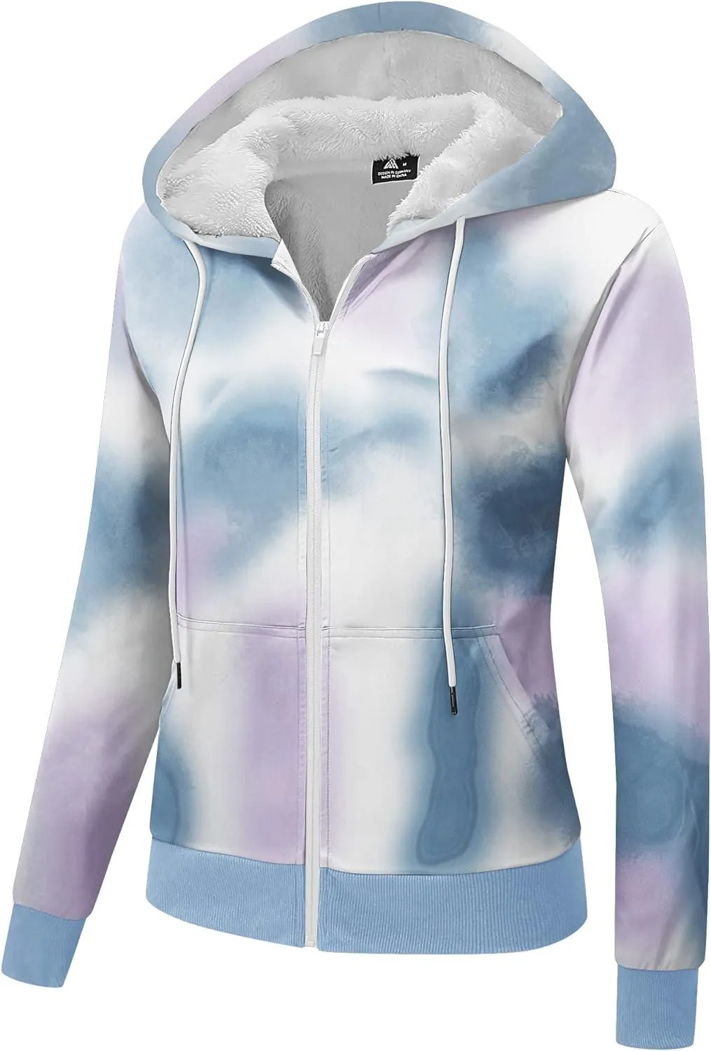 Women's Zip Up Sherpa-Lined Fleece Hoodie-ZPK000370