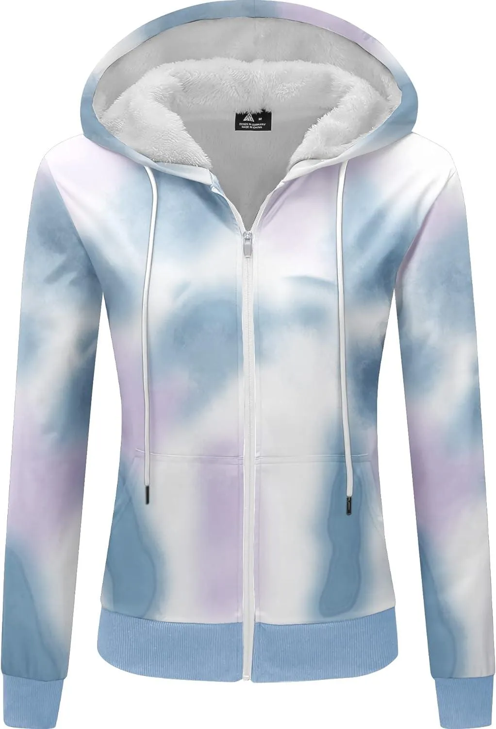 Women's Zip Up Sherpa-Lined Fleece Hoodie-ZPK000370